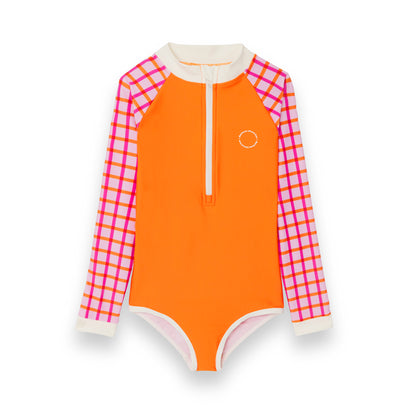 Anti-UV kupaći kostim za devojčice Tartan/Crveno