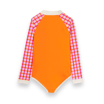 Anti-UV kupaći kostim za devojčice Tartan/Crveno